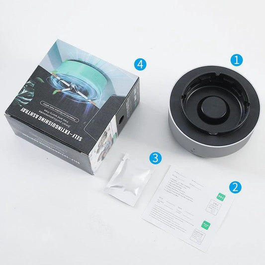 Mandotos smoke removal air purification ashtray with automatic anion purifier, portable car ashtray for effective smoke control.