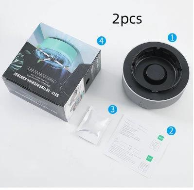 Mandotos smoke removal air purification ashtray with automatic, portable design for car use, featuring anion purification technology.
