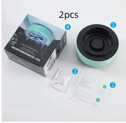 MANDOTOS smoke removal air purification ashtray with automatic, portable design for car use, featuring anion purification technology.