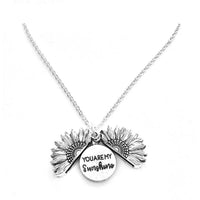 Sunflower Double Lettering Necklace MANDOTOS