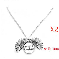 Sunflower Double Lettering Necklace MANDOTOS