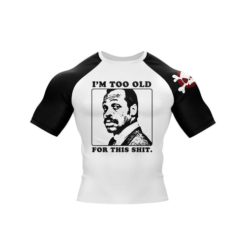 Mandotos Too Old short-sleeve T-shirt in size 0, featuring casual black fabric and simple design.