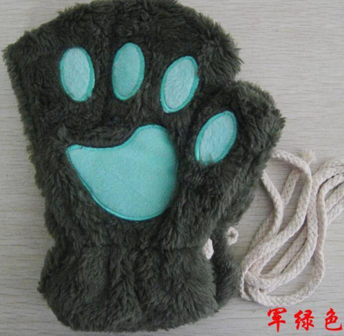 Winter Lovely Half Cover Paw Bear Cat Claw Gloves Short Finger MANDOTOS