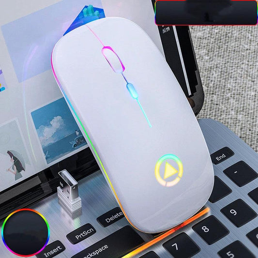 Wireless charging Bluetooth mouse by MANDOTOS with sleek design, visible buttons, and charging pad in the image.
