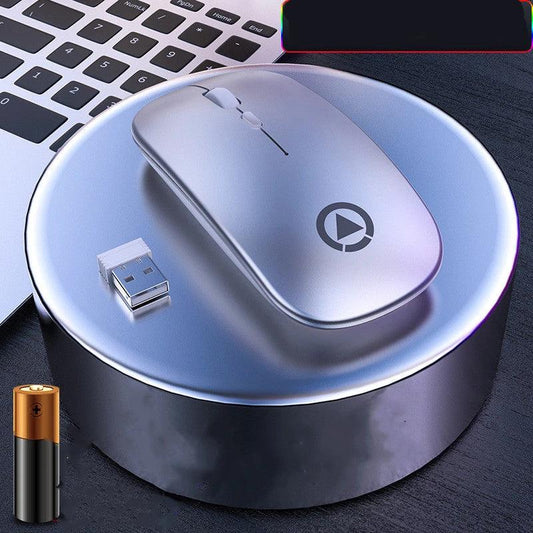 Mandotos wireless charging Bluetooth mouse with sleek design, black body, and ergonomic shape for comfortable use.