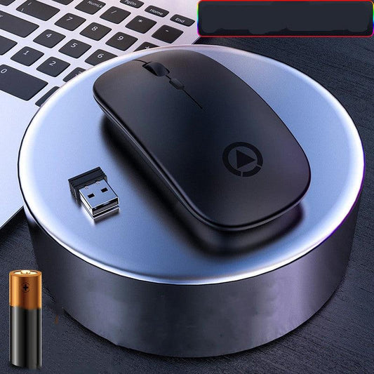 Wireless charging Bluetooth mouse by MANDOTOS with ergonomic design and sleek black finish, suitable for home and office use.