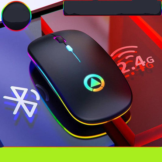 Mandotos wireless Bluetooth mouse with built-in wireless charging pad, sleek design, and ergonomic shape for comfortable use.