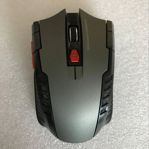 Wireless MANDOTOS mouse with ergonomic design and black finish, featuring scroll wheel and side buttons for comfortable use