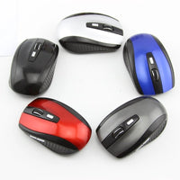 Mandotos wireless office computer mouse, ergonomic design, black, with scroll wheel and USB receiver for seamless wireless use.