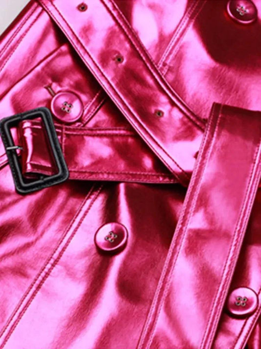 Women's slim fit high fashion leather coat by MANDOTOS, showcasing a stylish and elegant design with a tailored silhouette.