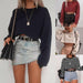 Women's Long Sleeve Crop Top T-Shirts MANDOTOS