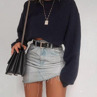 Women's Long Sleeve Crop Top T-Shirts MANDOTOS
