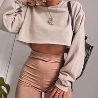 Women's Long Sleeve Crop Top T-Shirts MANDOTOS