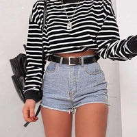 Women's Long Sleeve Crop Top T-Shirts MANDOTOS