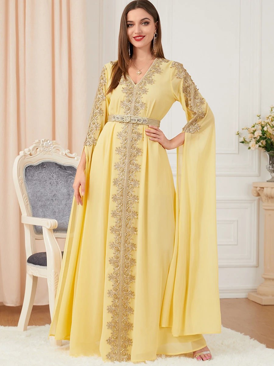 Women's Skirt Splicing Extra Long Sleeve Dress MANDOTOS