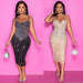 Women's Tight Braces Mesh Rhinestone Dress MANDOTOS