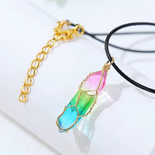 Women's transparent geometric diamond crystal necklace by MANDOTOS featuring a modern, elegant design with sparkling crystal accents.
