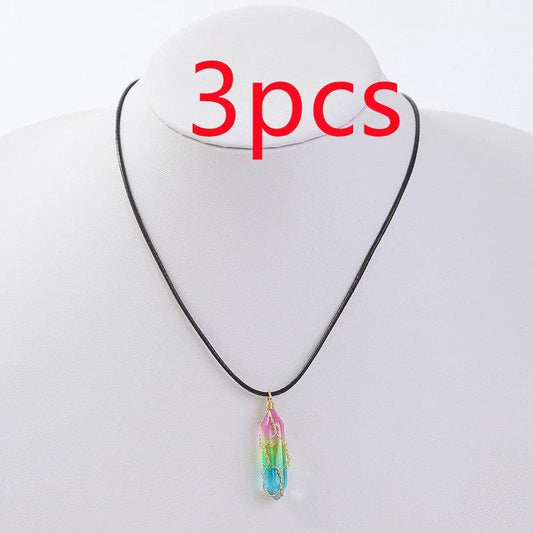 Women's transparent geometric diamond crystal necklace by MANDOTOS featuring sparkling crystal accents and a modern design.