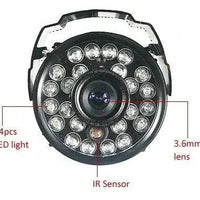 Mandotos 1000TVL infrared night vision security camera showing lens and infrared LEDs for low-light surveillance.