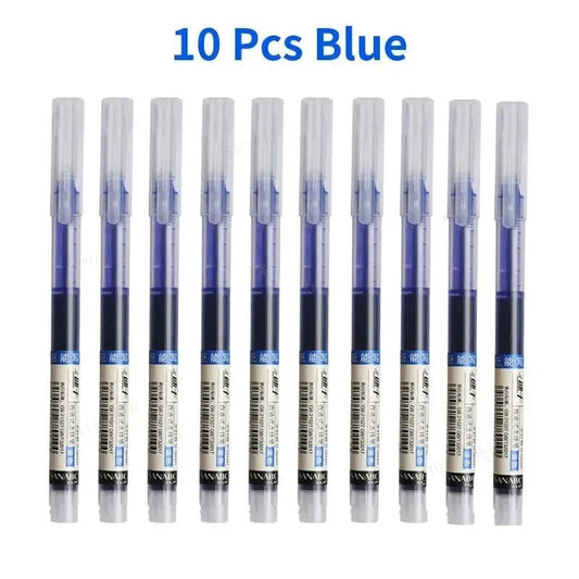 10Pcs/set High Quality Needle Type Gel Pens Straight Liquid Ballpoint Pen Kawaii Stationery School Office Supplies Writing - MANDOTOS