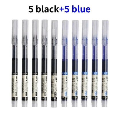 10Pcs/set High Quality Needle Type Gel Pens Straight Liquid Ballpoint Pen Kawaii Stationery School Office Supplies Writing - MANDOTOS