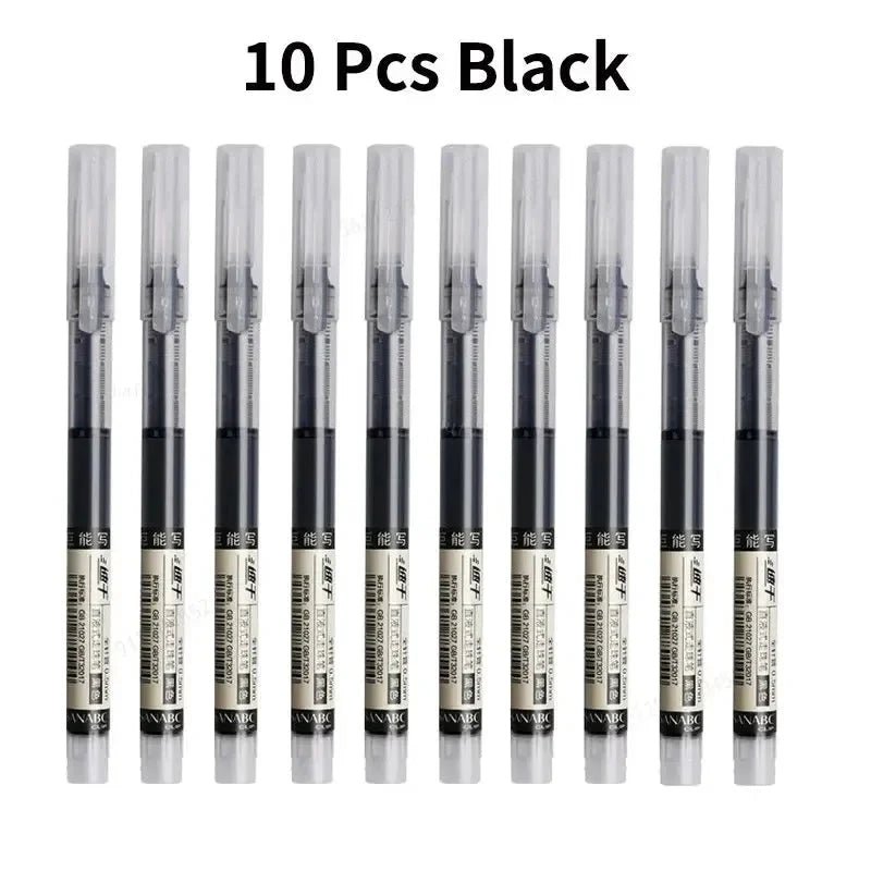 10Pcs/set High Quality Needle Type Gel Pens Straight Liquid Ballpoint Pen Kawaii Stationery School Office Supplies Writing - MANDOTOS