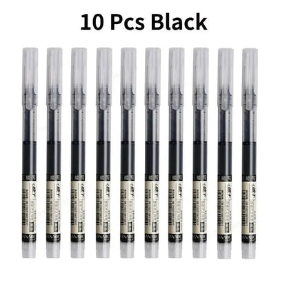 10Pcs/set High Quality Needle Type Gel Pens Straight Liquid Ballpoint Pen Kawaii Stationery School Office Supplies Writing - MANDOTOS
