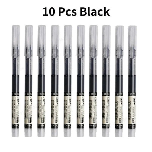 10Pcs/set High Quality Needle Type Gel Pens Straight Liquid Ballpoint Pen Kawaii Stationery School Office Supplies Writing - MANDOTOS