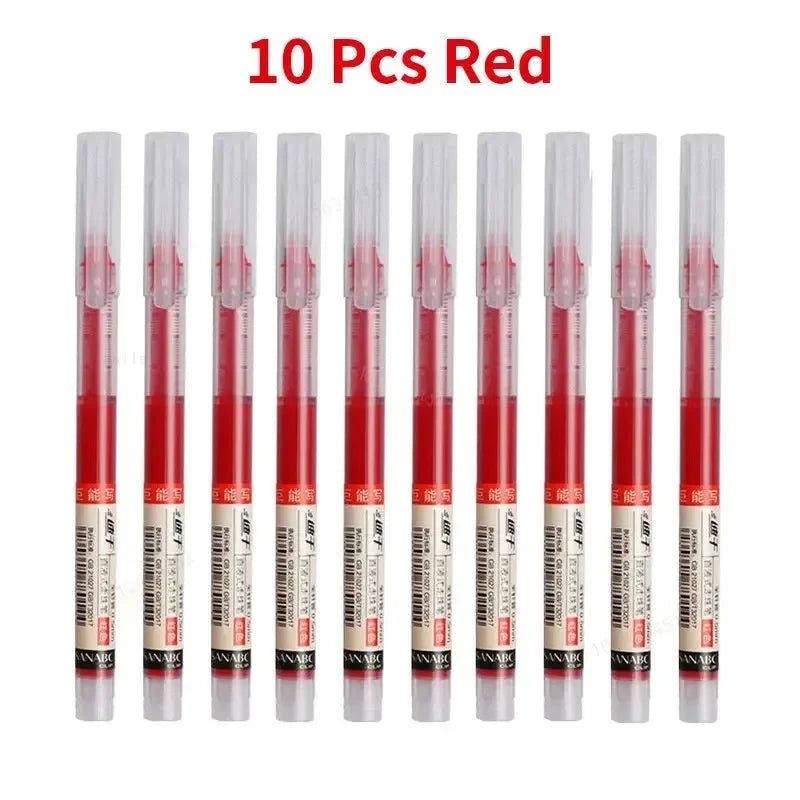10Pcs/set High Quality Needle Type Gel Pens Straight Liquid Ballpoint Pen Kawaii Stationery School Office Supplies Writing - MANDOTOS