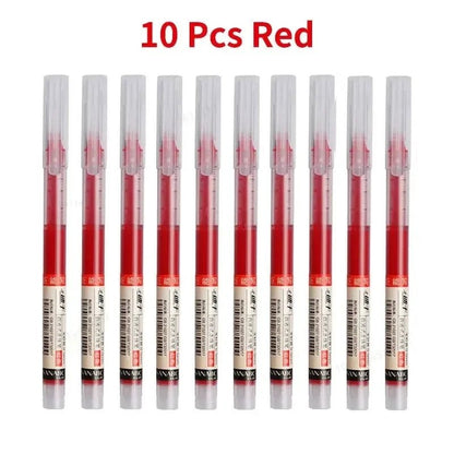10Pcs/set High Quality Needle Type Gel Pens Straight Liquid Ballpoint Pen Kawaii Stationery School Office Supplies Writing - MANDOTOS