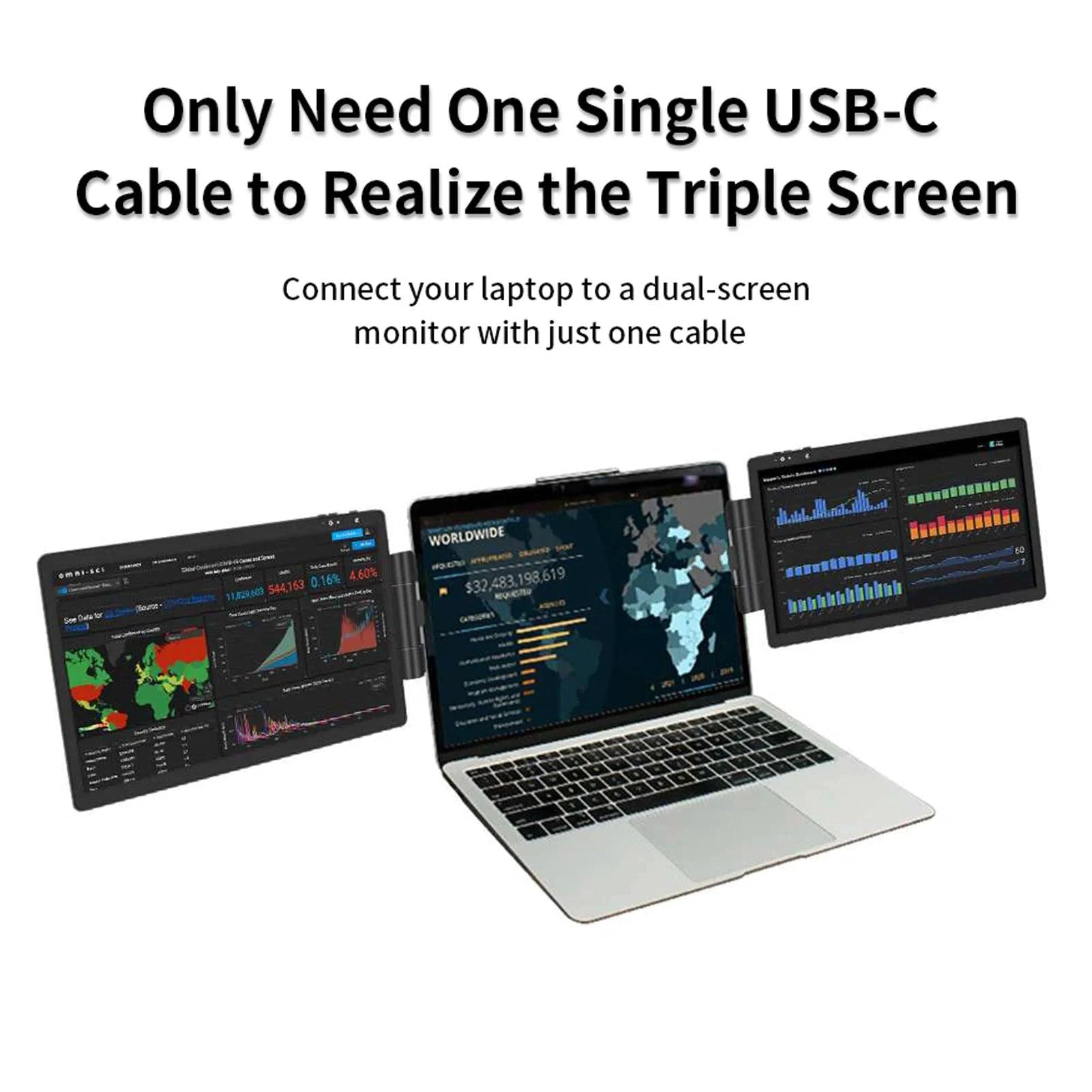 12 Inch Laptop Dual Monitor 1920*1080 HD IPS LCD Dual Monitor Screen Extender Laptops For Macbook Huawei - MANDOTOS