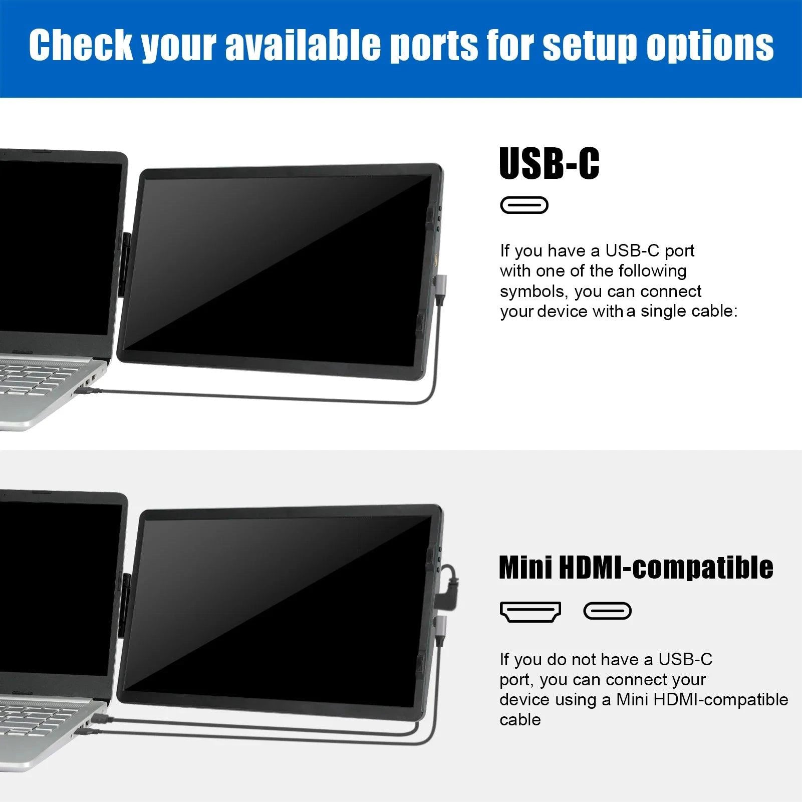 12 Inch Laptop Dual Monitor 1920*1080 HD IPS LCD Dual Monitor Screen Extender Laptops For Macbook Huawei - MANDOTOS