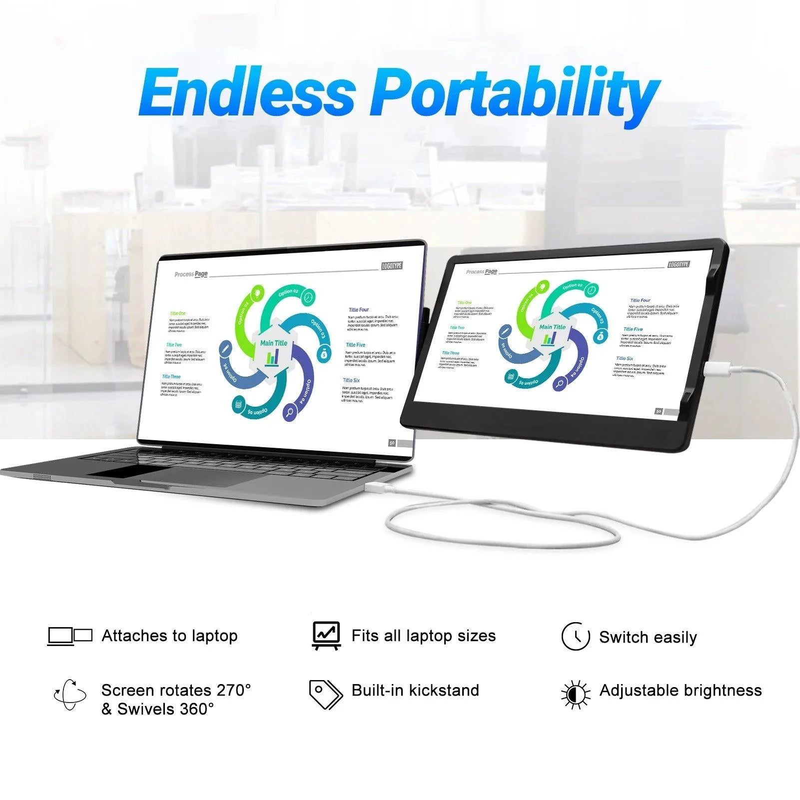 12 Inch Laptop Dual Monitor 1920*1080 HD IPS LCD Dual Monitor Screen Extender Laptops For Macbook Huawei - MANDOTOS