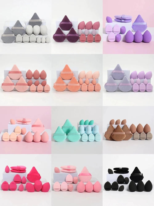 12 Piece All Purpose Makeup Sponge Set with Loose Powder Puffs Mini Air Cushion Puffs Beauty Eggs and Mini Beauty Sponges - MANDOTOS