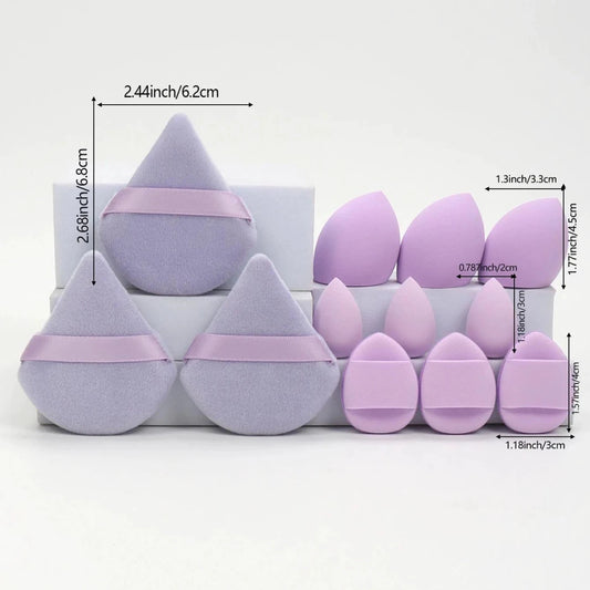 12 Piece All Purpose Makeup Sponge Set with Loose Powder Puffs Mini Air Cushion Puffs Beauty Eggs and Mini Beauty Sponges - MANDOTOS