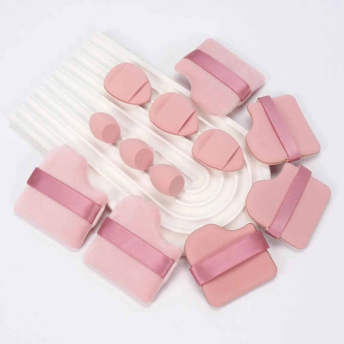 12 Piece All Purpose Makeup Sponge Set with Loose Powder Puffs Mini Air Cushion Puffs Beauty Eggs and Mini Beauty Sponges - MANDOTOS