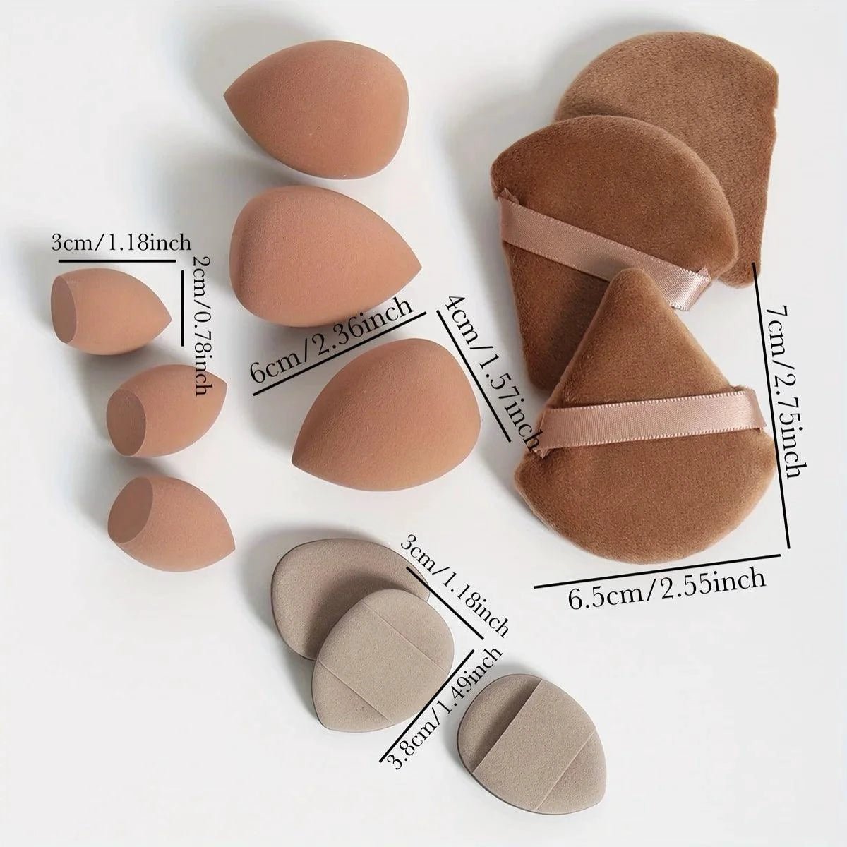 12 Piece All Purpose Makeup Sponge Set with Loose Powder Puffs Mini Air Cushion Puffs Beauty Eggs and Mini Beauty Sponges - MANDOTOS