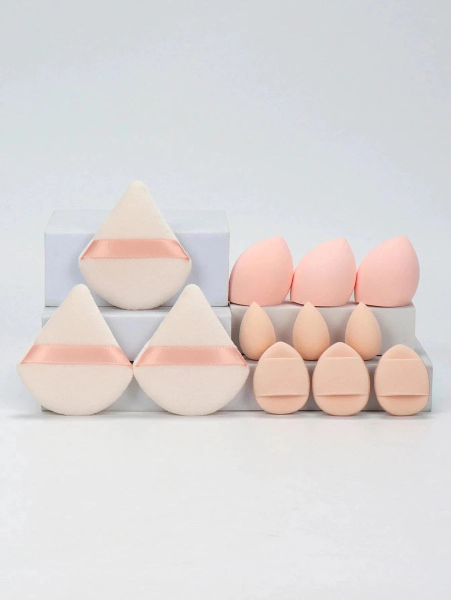 12 Piece All Purpose Makeup Sponge Set with Loose Powder Puffs Mini Air Cushion Puffs Beauty Eggs and Mini Beauty Sponges - MANDOTOS