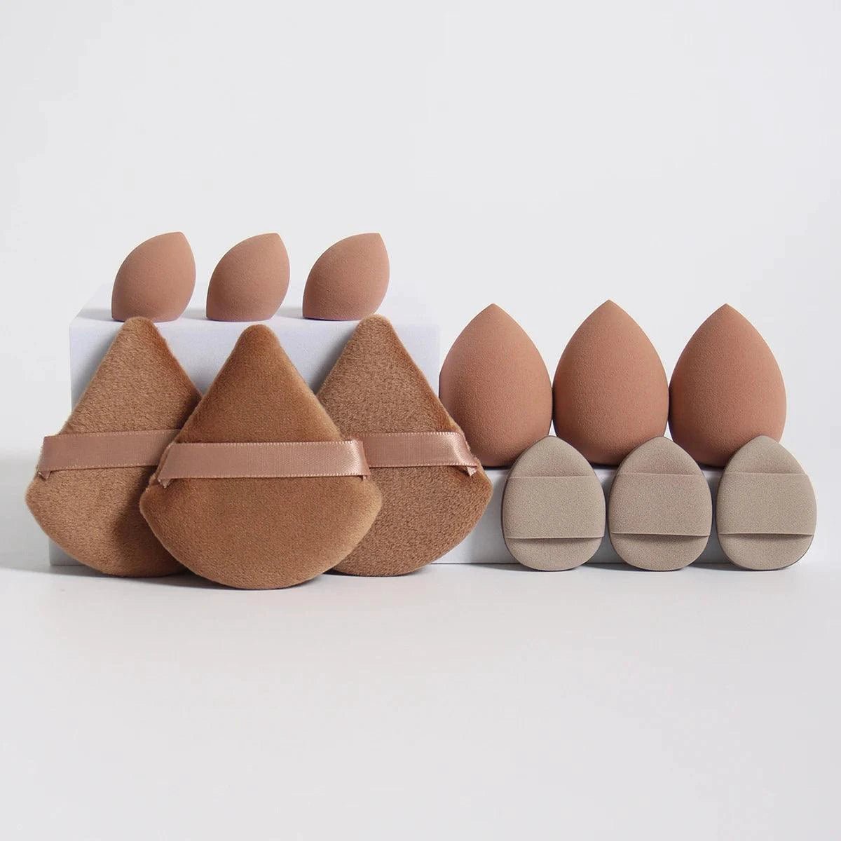 12 Piece All Purpose Makeup Sponge Set with Loose Powder Puffs Mini Air Cushion Puffs Beauty Eggs and Mini Beauty Sponges - MANDOTOS