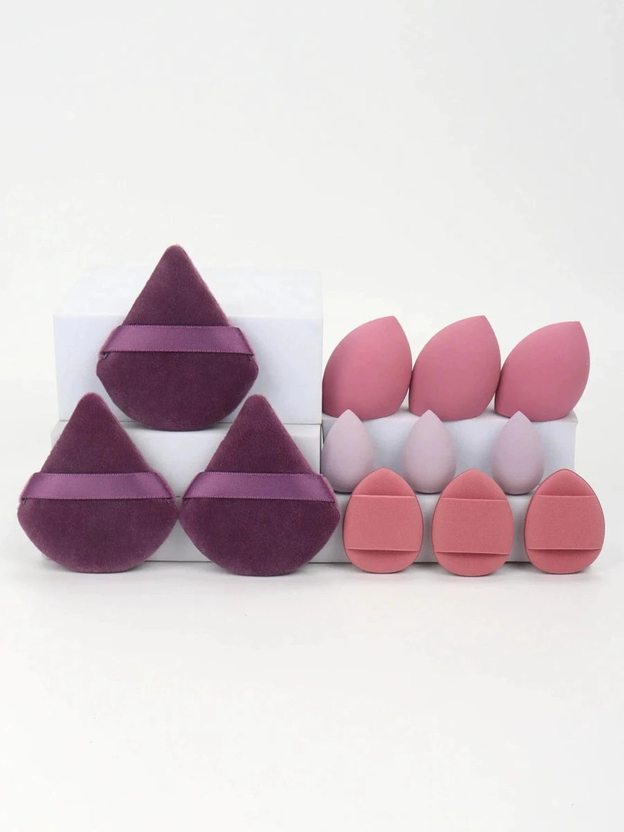 12 Piece All Purpose Makeup Sponge Set with Loose Powder Puffs Mini Air Cushion Puffs Beauty Eggs and Mini Beauty Sponges - MANDOTOS
