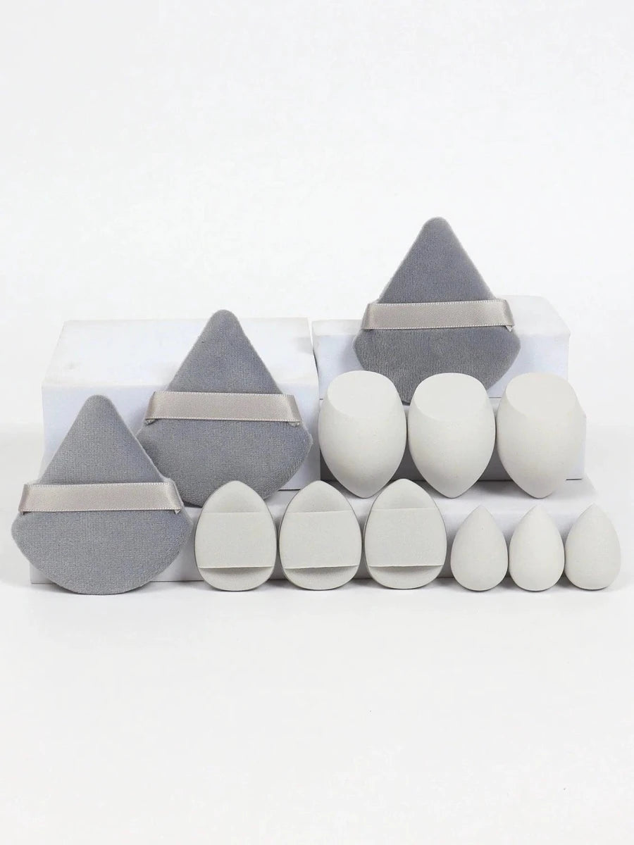 12 Piece All Purpose Makeup Sponge Set with Loose Powder Puffs Mini Air Cushion Puffs Beauty Eggs and Mini Beauty Sponges - MANDOTOS