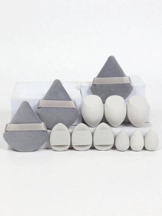 12 Piece All Purpose Makeup Sponge Set with Loose Powder Puffs Mini Air Cushion Puffs Beauty Eggs and Mini Beauty Sponges - MANDOTOS