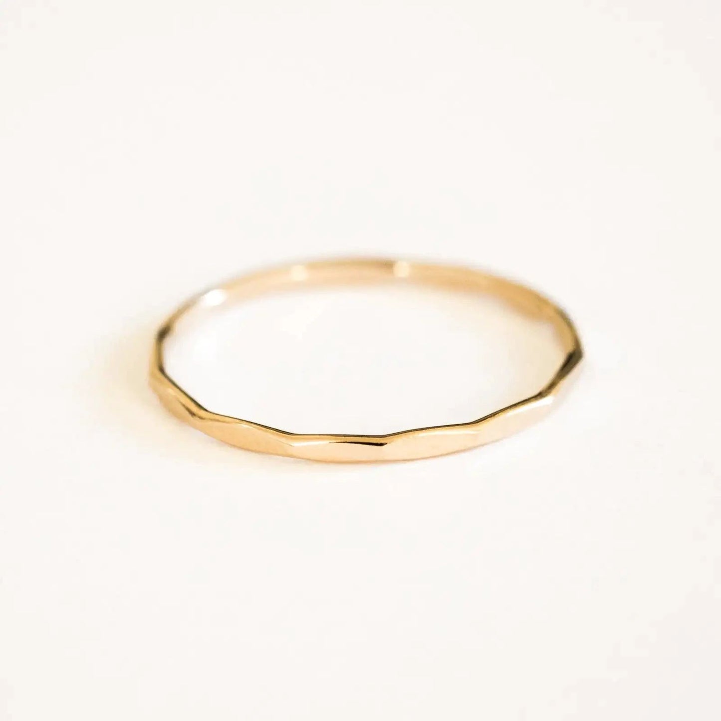 14K gold-filled textured stacking ring from MANDOTOS featuring a stylish, hammered finish and versatile design for everyday wear.
