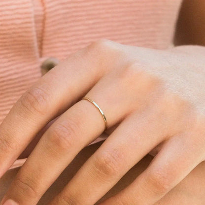 14K Gold Filled Textured Stacking Ring - MANDOTOS