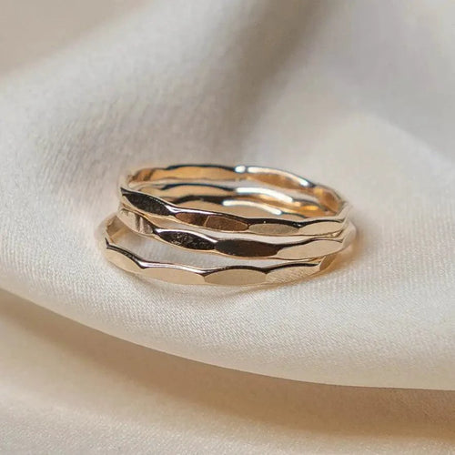 14K Gold Filled Textured Stacking Ring - MANDOTOS