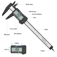 150mm 100mm Electronic Digital Caliper Carbon Fiber Dial Vernier Caliper Gauge Micrometer Measuring Tool Digital Ruler MANDOTOS