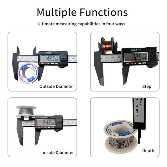 150mm 100mm Electronic Digital Caliper Carbon Fiber Dial Vernier Caliper Gauge Micrometer Measuring Tool Digital Ruler MANDOTOS