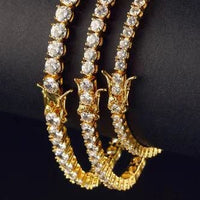 18K gold plated zircon tennis bracelet by MANDOTOS featuring sparkling zircon stones on a delicate chain.