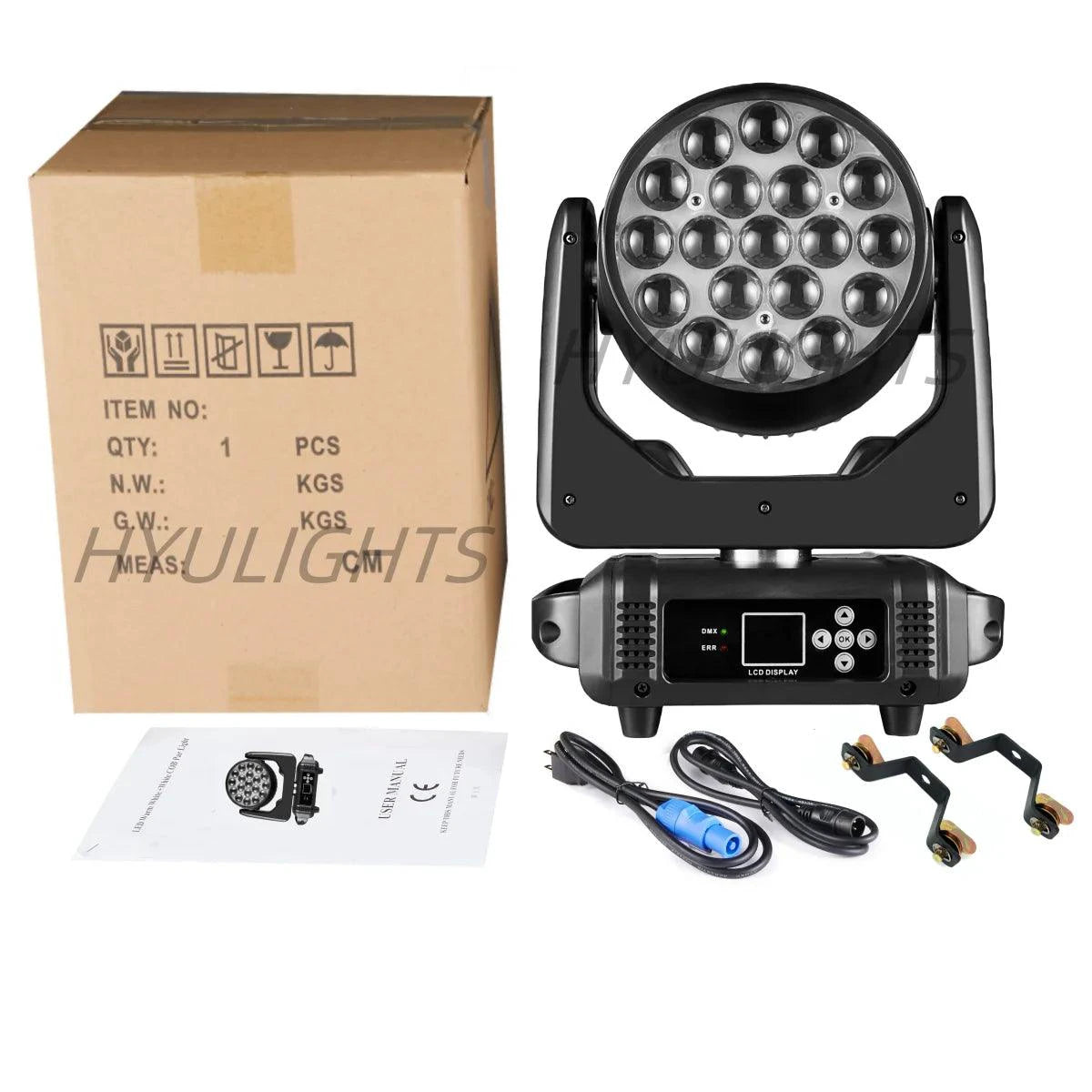 19x15W RGBW LED Moving Head Light - DMX512 Stage Lighting - MANDOTOS