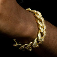 Luxury 20mm gold Cuban bracelet by MANDOTOS featuring bold, polished links in a stylish jewelry design.